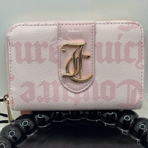 Juicy Couture chiffon pink overstated zip around wallet